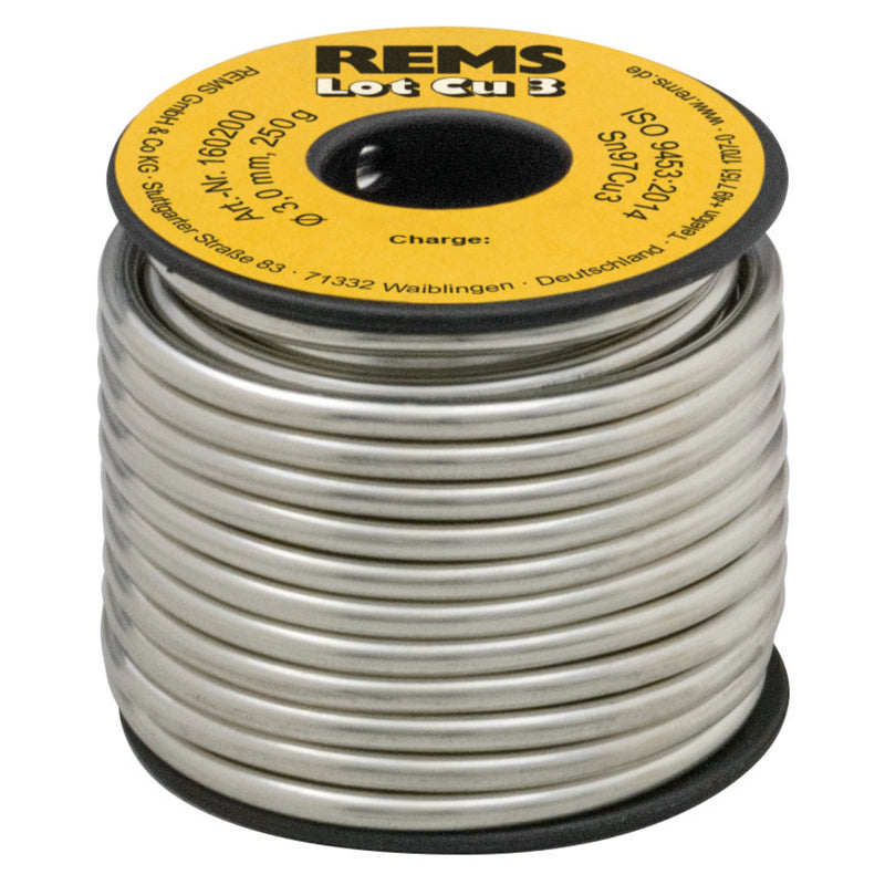 REMS - Lot Cu 3, Weichlotdraht Ø 3 mm auf Spule 250 g 160200 R