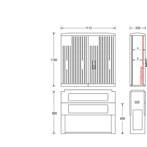 uesa - Gehäuse/Schaltschrank (leer) Normschrank IP44 A120-1100 1100x1115x320mm