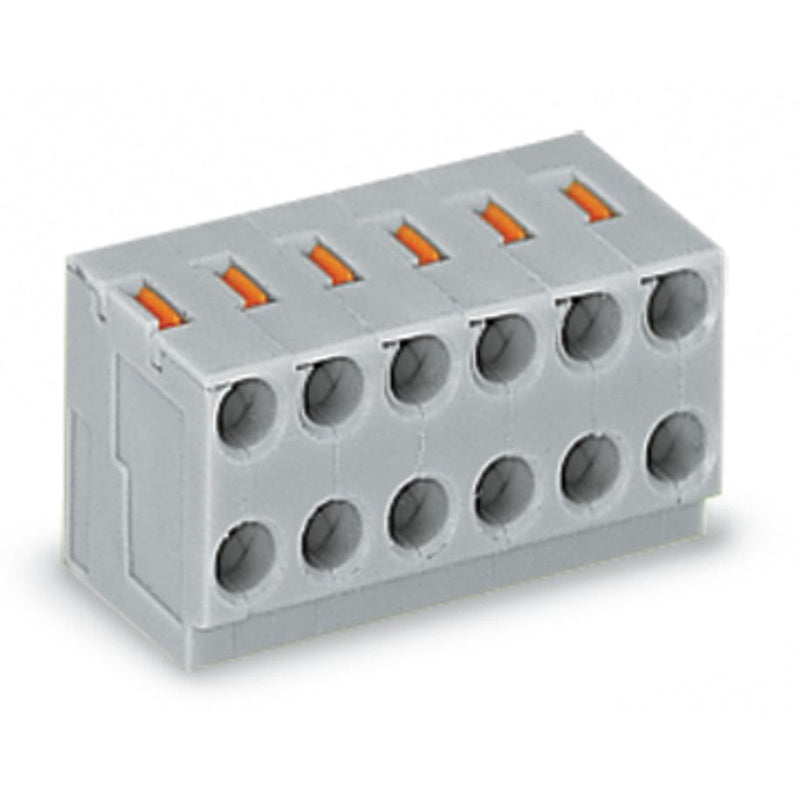 WAGO - Leiterplattenklemme 2-Leiter-Federleiste 252-106 PUSH WIRE,grau − 100 Stück