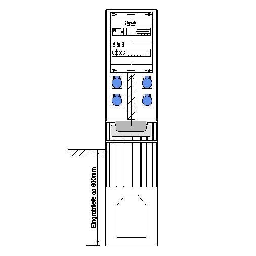 GSAB Elektrotechnik - Anschlussschrank Festplatzverteiler 32S1400FP4CE16 HxBxT:1420x320x234