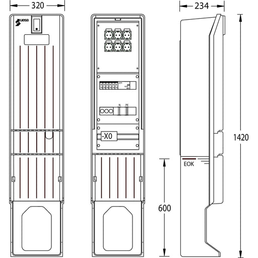 uesa - Gehäuse/Schaltschrank (leer) Marktplatzverteiler MV-A010-03 1420x320x234mm