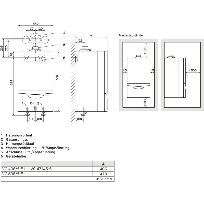 Vaillant - Gaswandkessel Gas-WandheizgerätBrennwert VC 476/5-5 LL ecoTEC plus