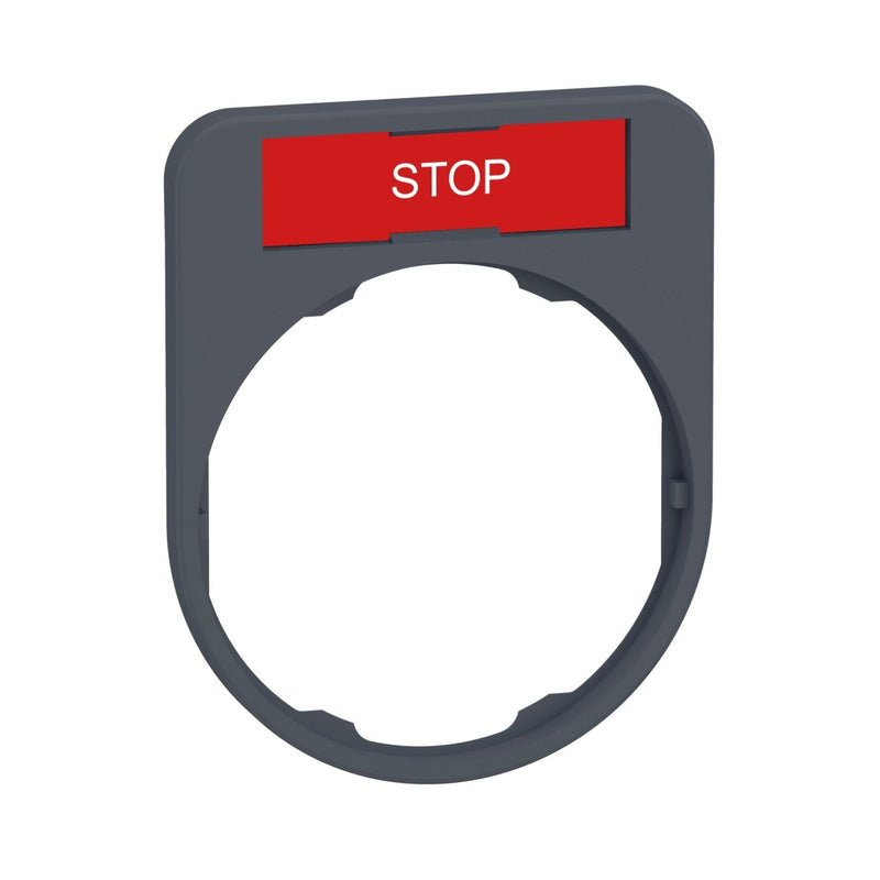 Schneider Electric - Bezeichnungsschild für Befehlsgeräte Schildträger 40x50mm ZBYF2304C0 STOP 30mm grau