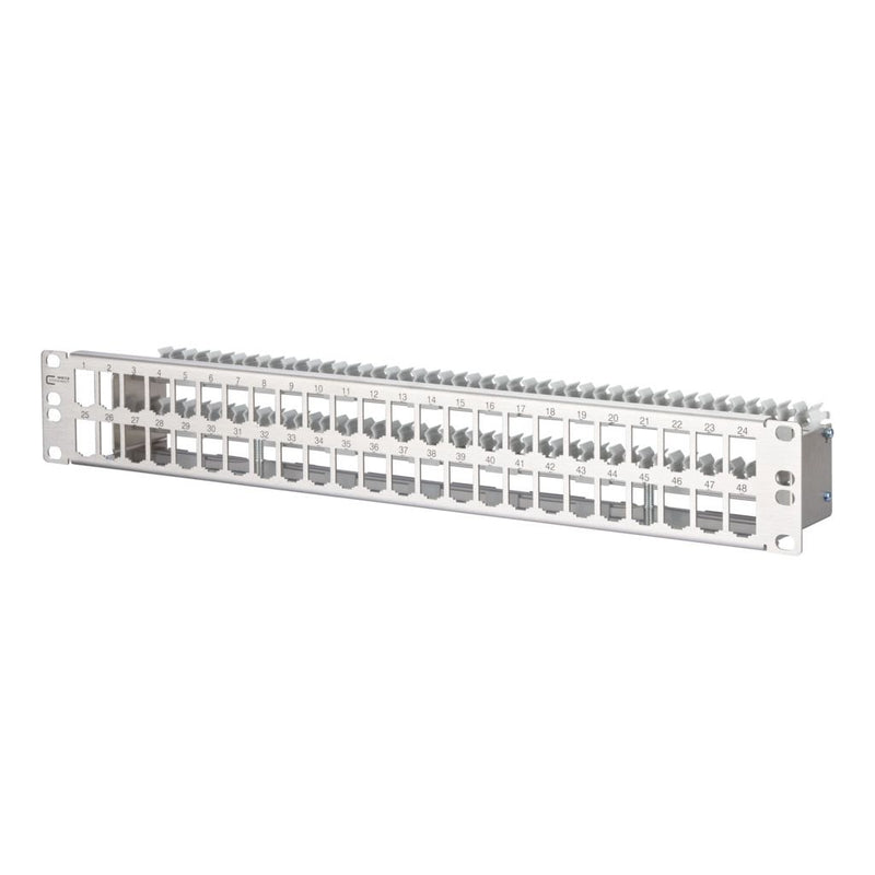 Metz Connect - Patchpanel Kupfer Patchfeld modul 48Port TN MPP48-Edst-leer 1,5HE Edstahl leer − 1 Stück