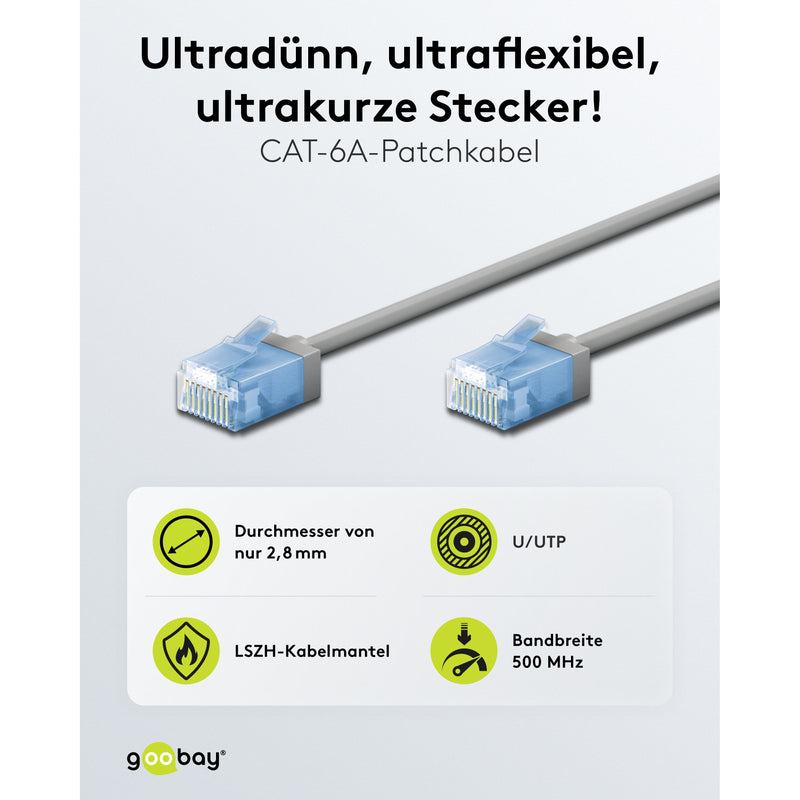 Goobay - Patchkabel Kupfer Patchkabel U/UTP Cat6 74226 Ultraflexibel,slim,g
