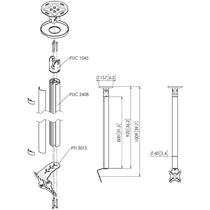 Vogels - Halterung für Audio-/Videosysteme Einzelprofil VESA 100x100 CT240811 sw Connect-It,80cm