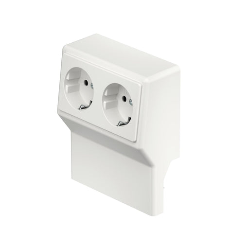 Rehau - Geräteträger für Sockelleistenkanal SL Gerätetank rws SL 2GT5070 rws m.Doppelsteckdose