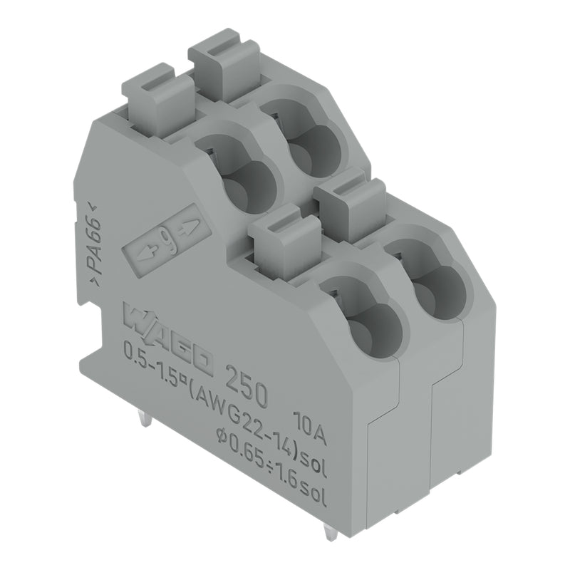 WAGO - Leiterplattenklemme DoppelstockLeiterplattenk. 250-710 Drücker,1,5mm²,gr − 12 Stück