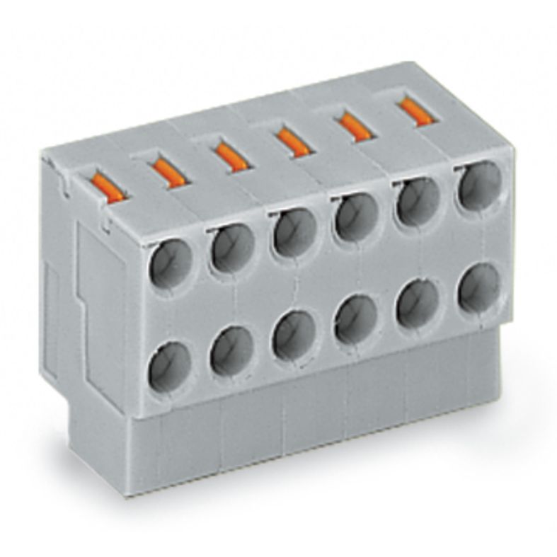 WAGO - Leiterplattenklemme 2-Leiter-Federleiste 252-159 PUSH WIRE,grau − 50 Stück