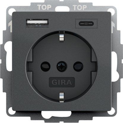 Gira - Steckdose SCHUKO USB-Spannungsvers. 245928 2-fach anthrazit