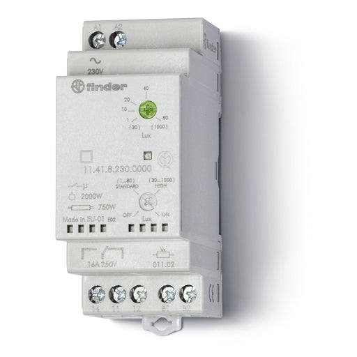 Finder - Dämmerungsschalter Reiheneinbau Dämmerungsschalter 11.41.8.230.0000 1000Lux 16A 230VAC