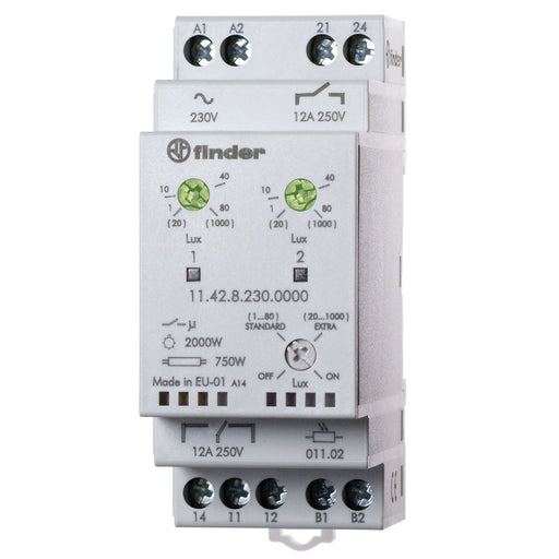 Finder - Dämmerungsschalter Reiheneinbau Dämmerungsschalter 11.42.8.230.0000 1000Lux 12A 230VAC