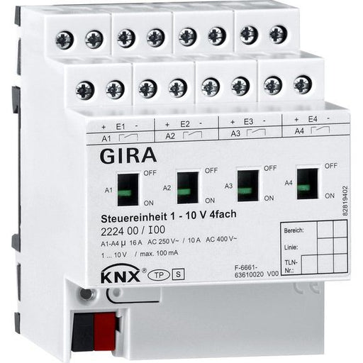 Gira - Steuergerät für Lichtregelsystem Steuereinheit 222400 1-10V 4fach Hand KNX