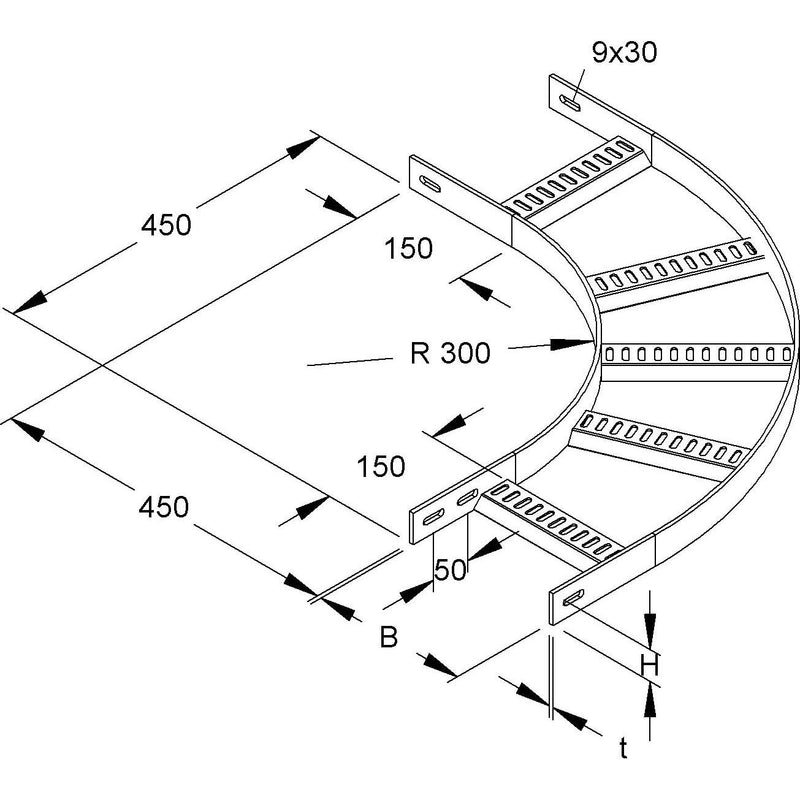 Niedax - Bogen für Kabelleiter Bogen 90Gr. KLMUB 40.700 F 40x700mm