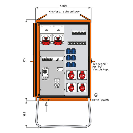 Walther Werke - Baustromverteiler Verteilerschrank WV0434R1 69kVA