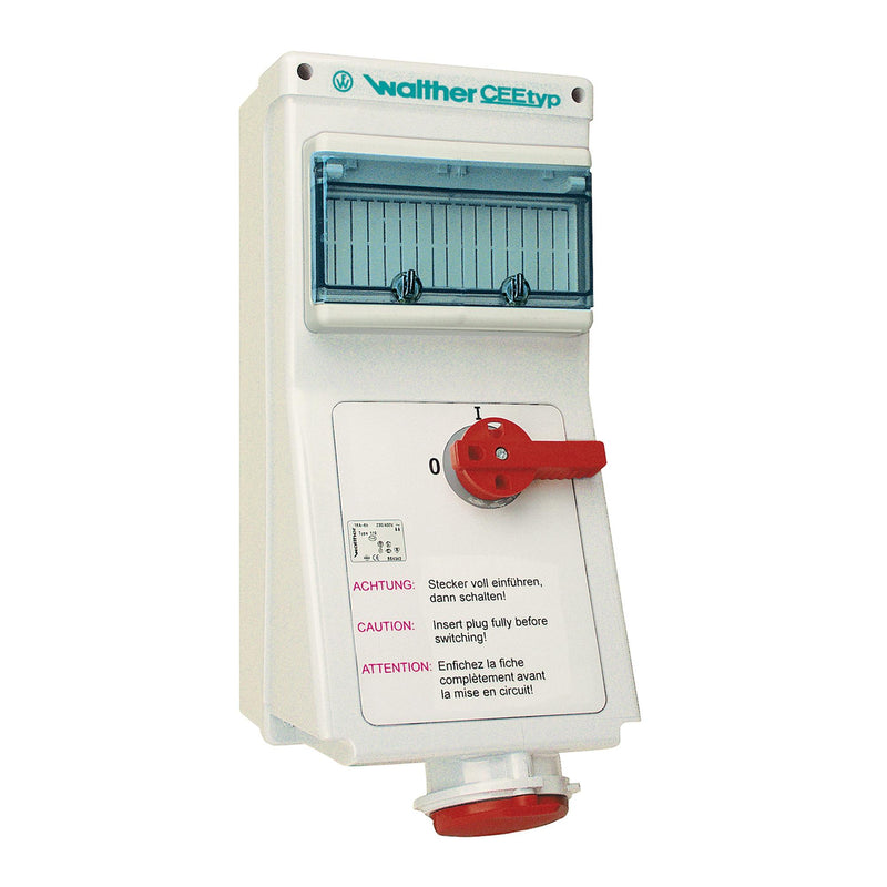 Walther Werke - CEE-Steckdose abschaltbar, abgesichert (IEC 60309) Wandsteckdose 16A AL110509TS 5P 230V 9h IP44