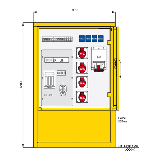 Walther Werke - Baustromverteiler Indus .u. Marktplatzvert. 83210300 mit 2 RCDs TypA, 8LS