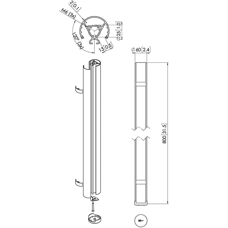 Vogels - Halterung für Audio-/Videosysteme Abhängungsprofil PUC2408 si Connect-it,L 80 cm