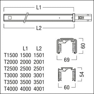 Zumtobel - Tragschiene für Lichtbandsystem Tragschiene IP64 TECTON T 3000 WHIP64