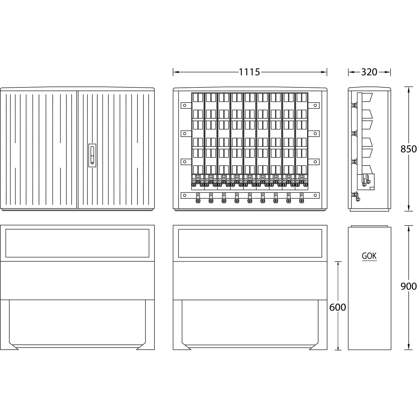 uesa - Kabelverteilerschrank IP44 B090 Standard 850x1115*320mm