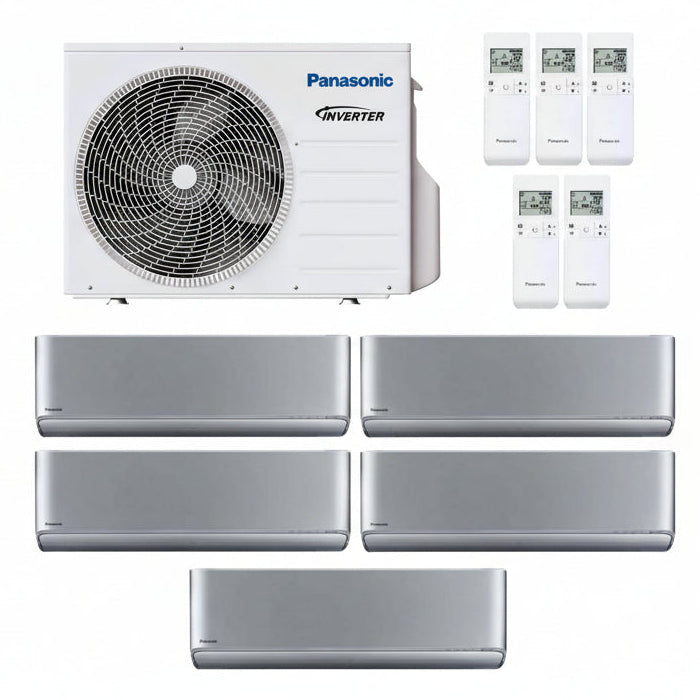 Panasonic Etherea XZ CKEW Silber Multisplit-Klimaanlage 5× Wandgerät