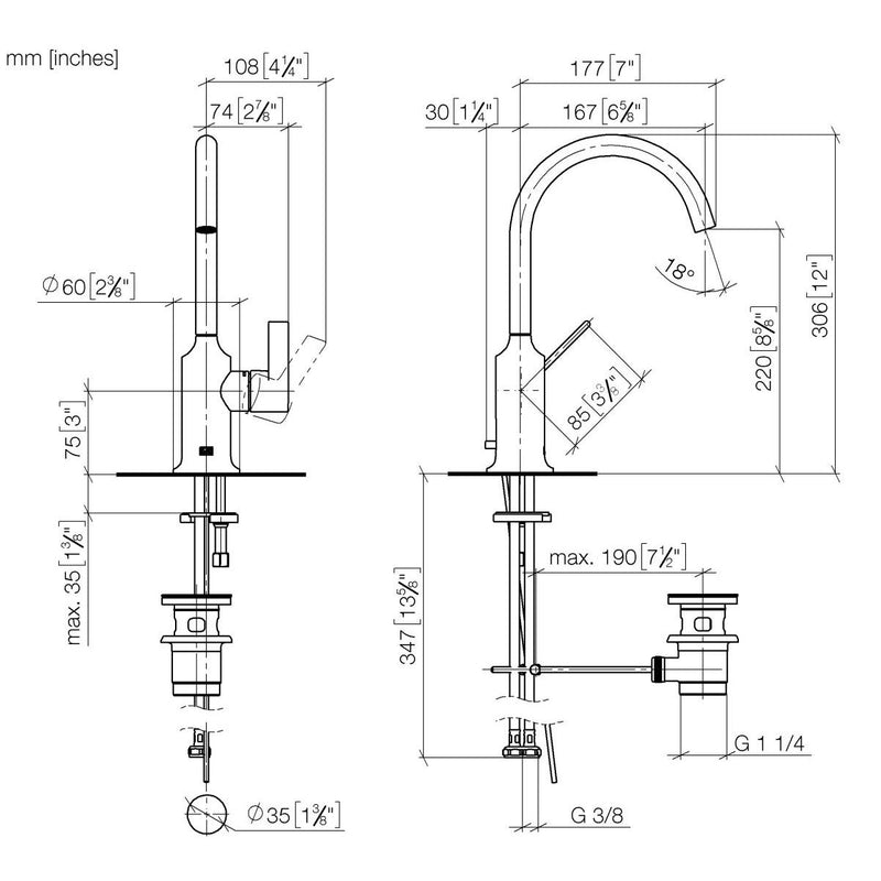 Dornbracht - WT-EHM mit Ablaufgarnitur VAIA 33500809 chrom