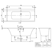 VILLEROY & BOCH - Badewanne Subway 3.0 1700x750x625mm re-eckig m. System CC TP1 Stone White