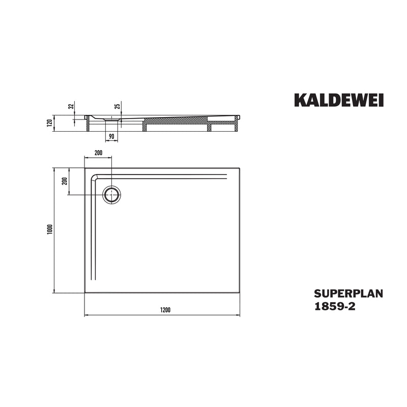 Franz Kaldewei - DW SUPERPLAN mit Wannenträger Mod.1859-2, 1000 x 1200, alpwe,m. WT