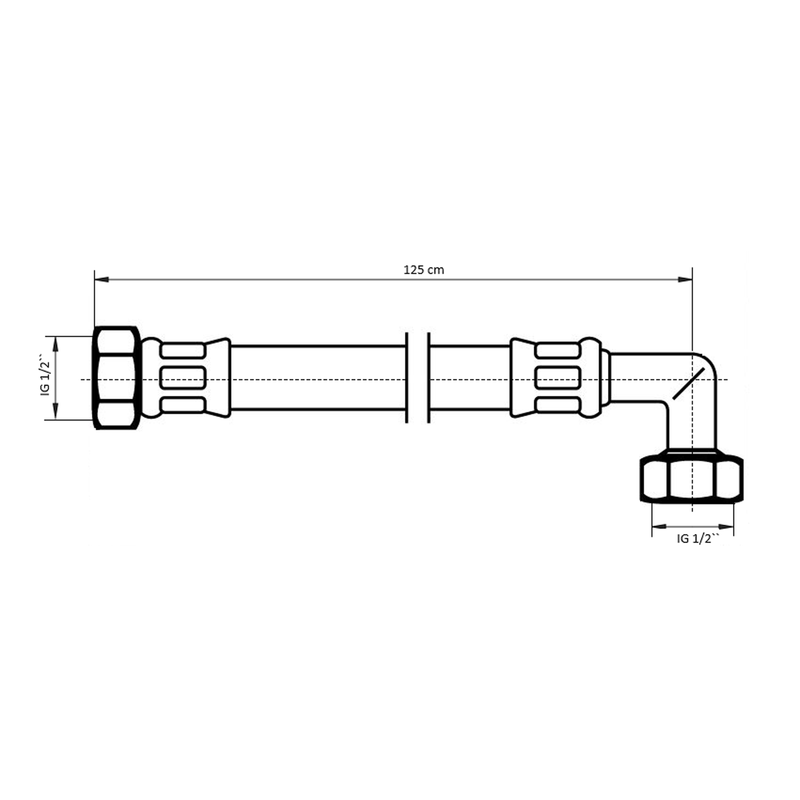 NEOPERL - Panzerschlauch NEOFLEX DN10 IG x IG gebogen, 1/2 x 1/2 125cm