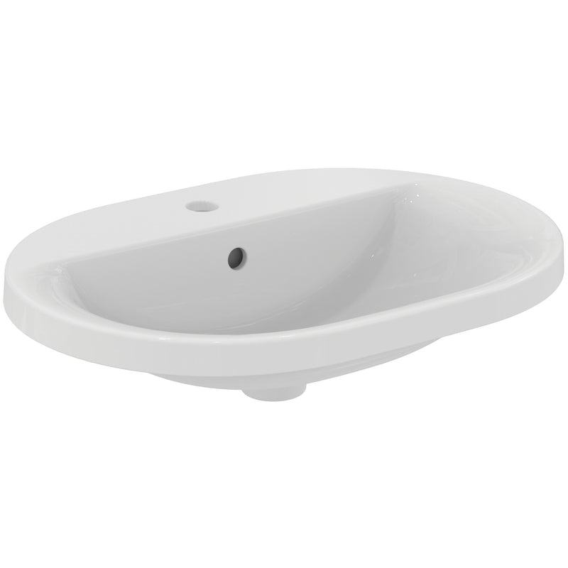 Ideal Standard - Einbauwaschtisch CONNECT, oval, 1Hl., m.Ül., 620x460x175mm, Weiß