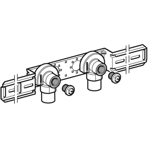 Geberit Vertriebs - FlowFit Anschlusswinkel 90Gr vormontiert zweifach Rg+ d20-Rp1/2 AD10