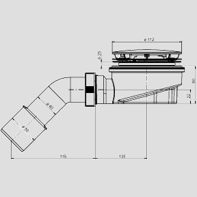 Sanitärtechnik Eisenberg - Sanit�rtechnik Eisenberg Duschablauf 823/90 Abgang 45Grad DN 40/50