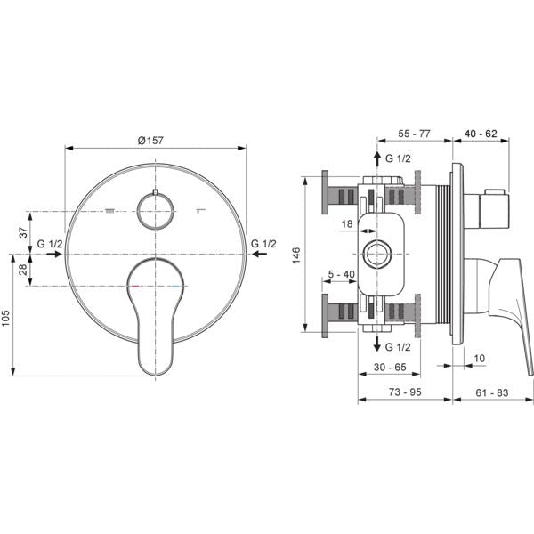 Ideal Standard - IS UP-Badearmatur Cerabase d:163mm Chrom