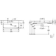 VILLEROY & BOCH - WT Finion 1000x470mm re-eckig 1HL. o. ÜL. geschliffen Stone White cplus