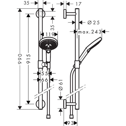 Hansgrohe - Brausenset RAINDANCE Select S 120 UNICA Comfort 900mm weiß/chrom