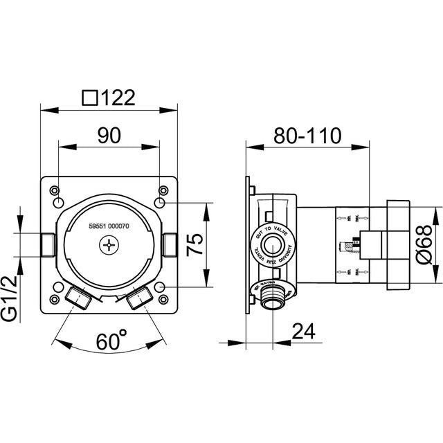 KEUCO - UP Funktionseinheit IXMO 59551, für Einhebelmischer DN15