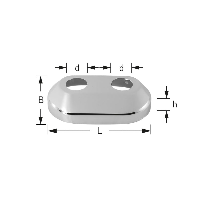 Adolf Schmidt - Herzbatterie-Rosette 1/2, Höhe 25mm Lochabstand 45mm (Standard)