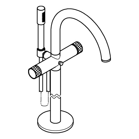 Grohe - Wannenbatterie Atrio Private C. 25229 Bodenmontage Knopfbetätigung chrom