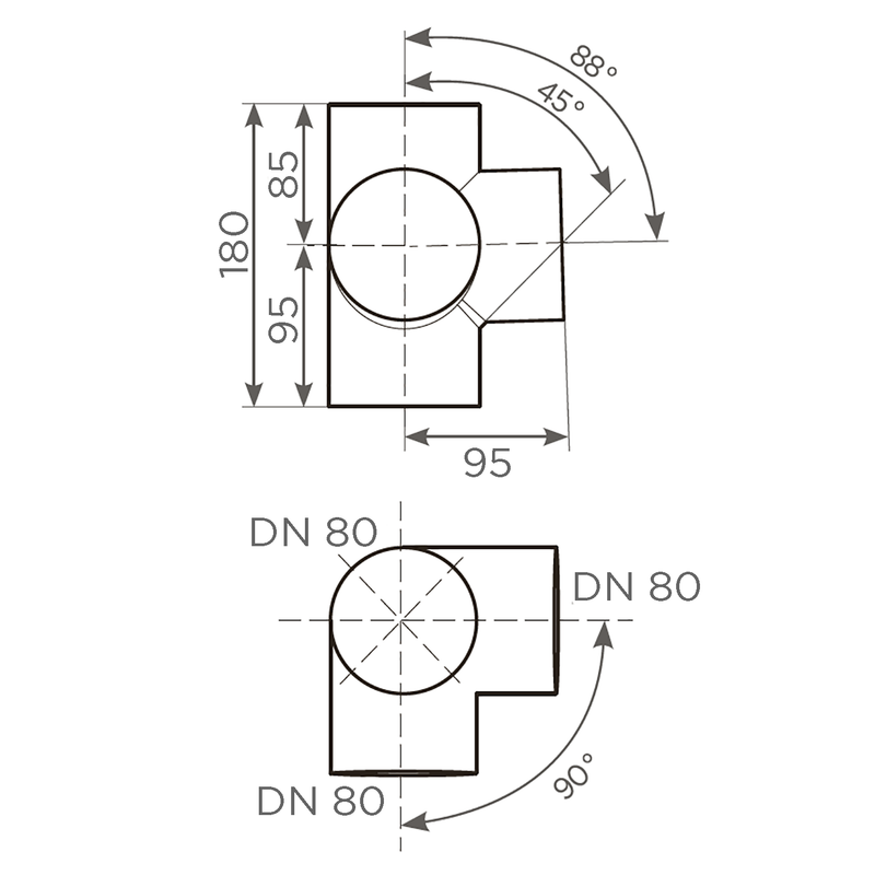Fornatis - Eckabzweig DN 80x80x80 88 Grad