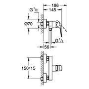 Grohe - EH-Brausebatterie Cubeo 101824 Wandmontage chrom