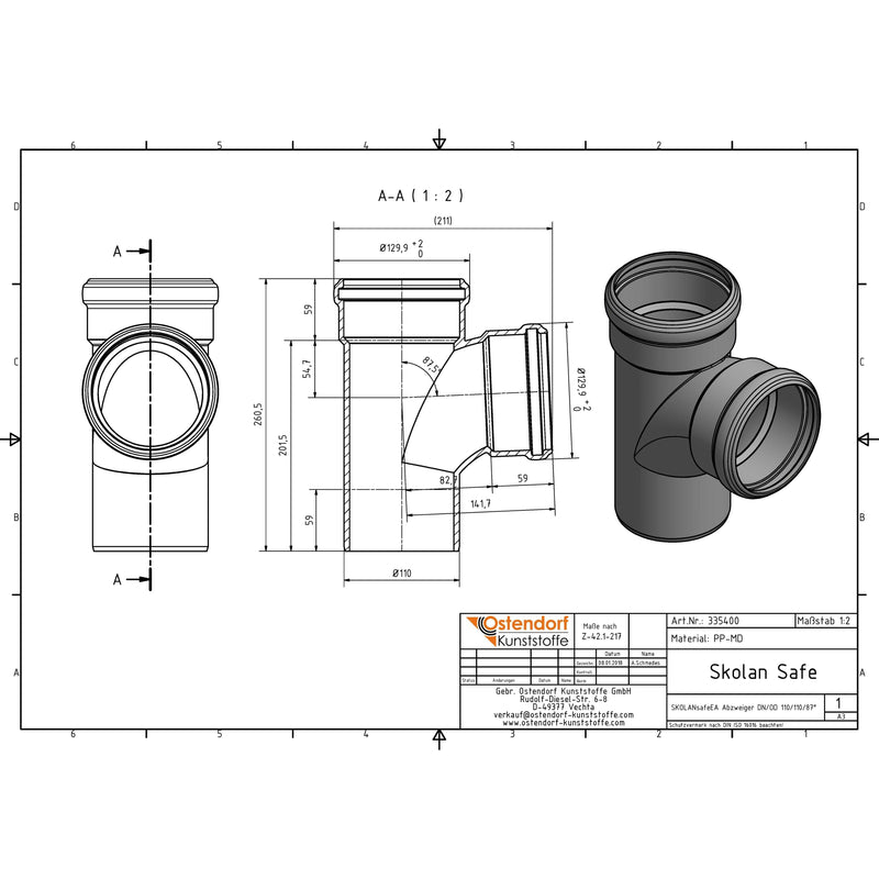 Gebr. Ostendorf - Safe Abzweig DN/OD 110/110 87Grad
