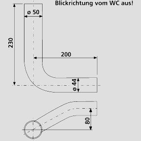 Sanitärtechnik Eisenberg - Spülbogen 90Gr 28x21cm rechts gekröpft 80mm weiß