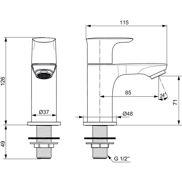 Ideal Standard - Standventil CONNECT AIR, Ausld. 85mm, Magnetic grey