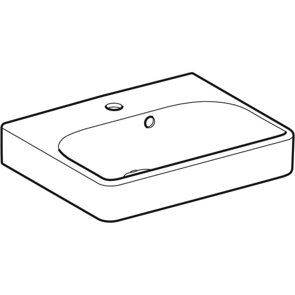 Geberit Vertriebs - Handwaschbecken SMYLE Square, 45x36cm m. Hl., m. Ül. asym