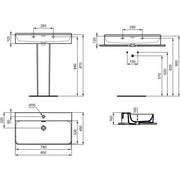 Ideal Standard - Waschtisch CONCA, 1 Hl., m.Ül., 800x450x165mm, geschliffen, Weiß