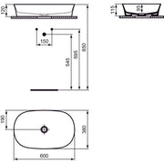 Ideal Standard - Schale IPALYSS, o.Hl., o.Ül., 600x380x120mm, Weiß