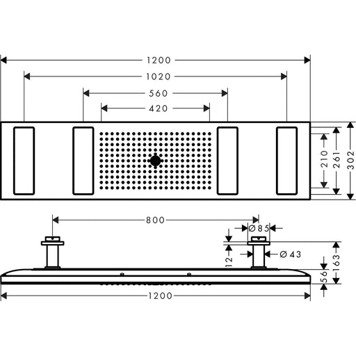 Hansgrohe - Kopfbrause 1200 4jet Axor ShowerHeaven chrom mit Lichtm.5000 K
