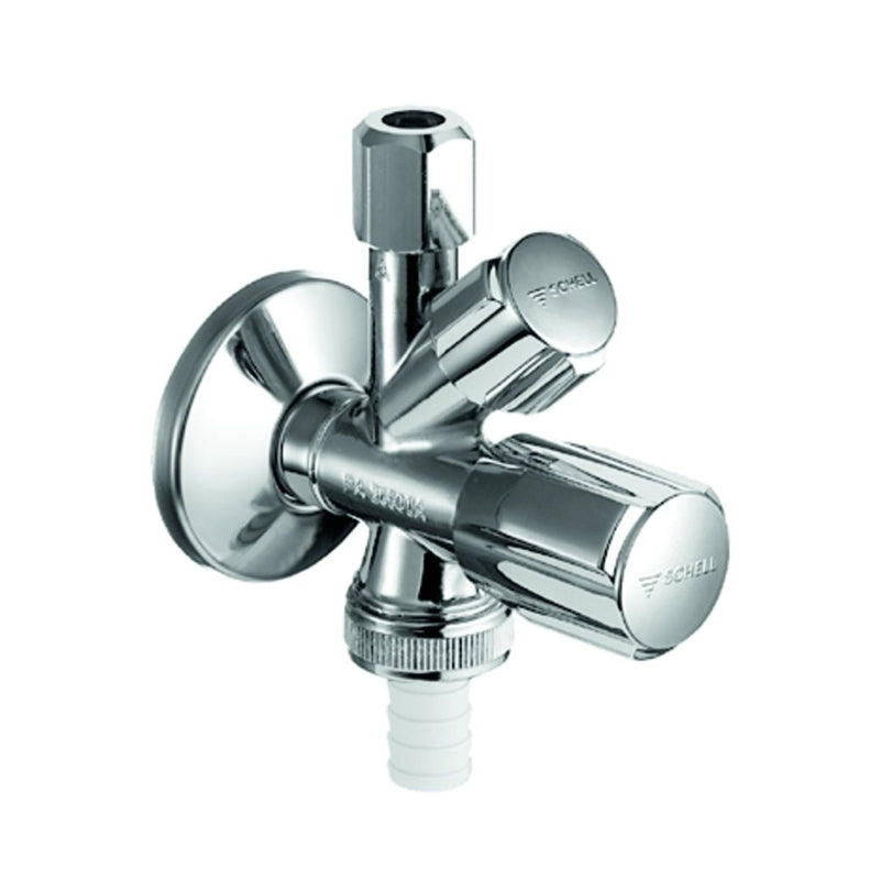 SCHELL - Kombinations-Eckventil COMFORT 3/8 m.Schlauchv.u.RV, vchr