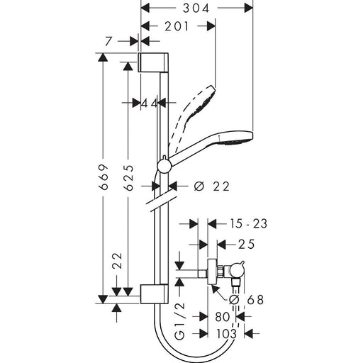 Hansgrohe - Brausenkombi CROMA Select S Vario/ ECOSTAT Comfort UNICA CROMETTA 650mm