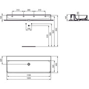 Ideal Standard - Waschtisch CONCA, o.Hl., o.Ül., 1200x450x145mm, geschliffen, Weiß